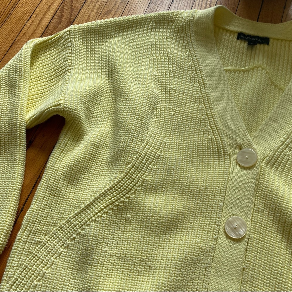 Banana Republic Butter Chunky Ribbed Cardigan Sweater, “Yellow Confetti” Knit - Picture 7 of 17
